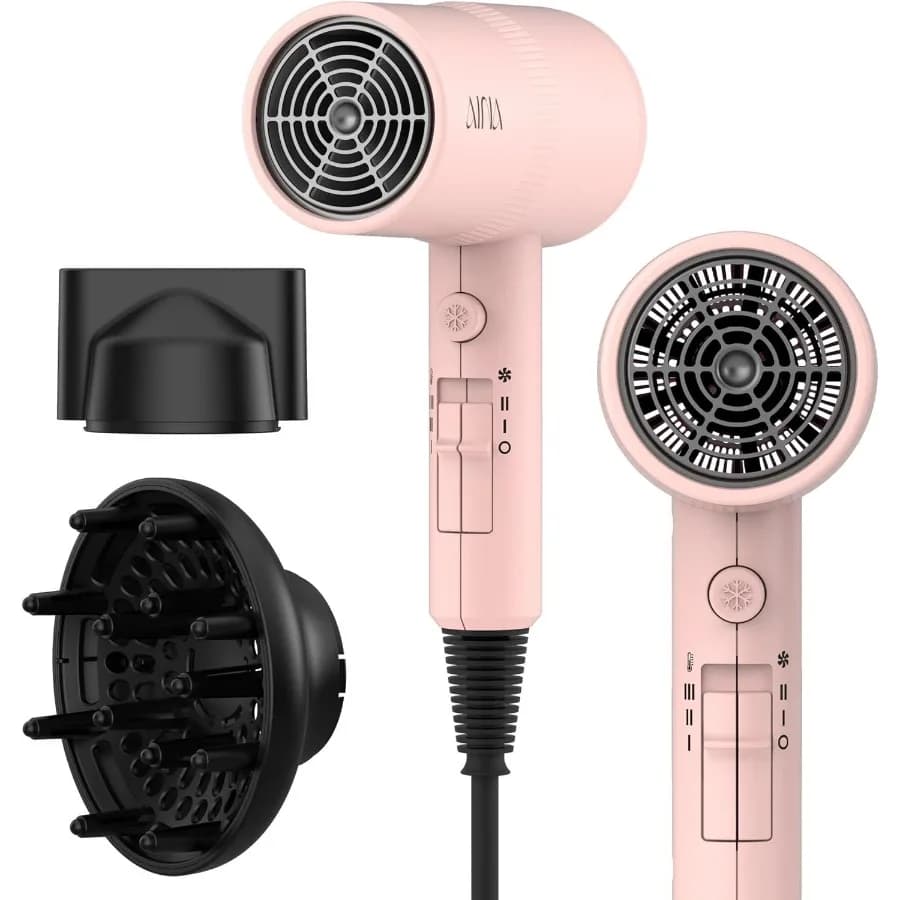 Asciugacapelli con diffusore per donna, tecnologia ionica avanzata, rivestimento in ceramica, funzione aria fredda, turbo calore per asciugatura rapida