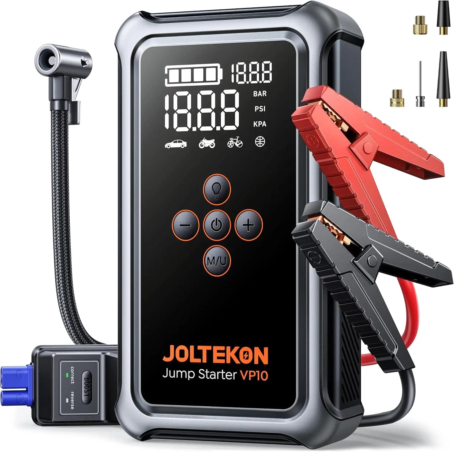 Avviatore d'Emergenza Portatile 5000A con Gonfiatore Pneumatici 150PSI, Batteria al Litio 12V per Veicoli a Benzina/Diesel