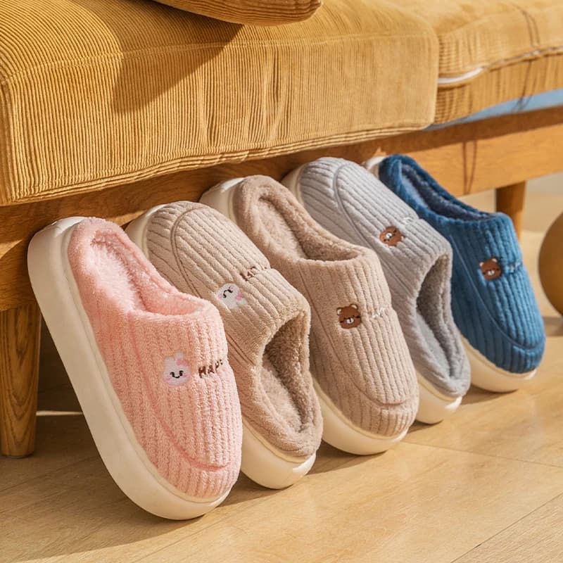 Pantofole in cotone da donna, nuovo stile invernale, soggiorno interno, casa calda, pantofole di lana da uomo, autunno e inverno