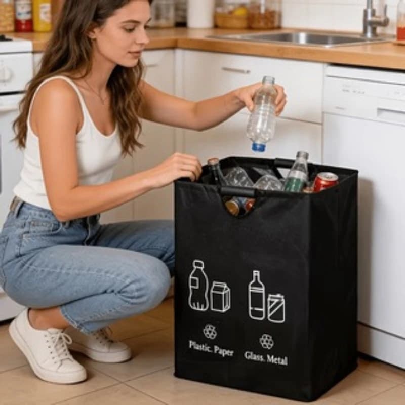 Contenitore per Riciclaggio Bottiglie da 82L, Bidone Pieghevole, Sacco per Bucato, Contenitore per Collezione Bottiglie