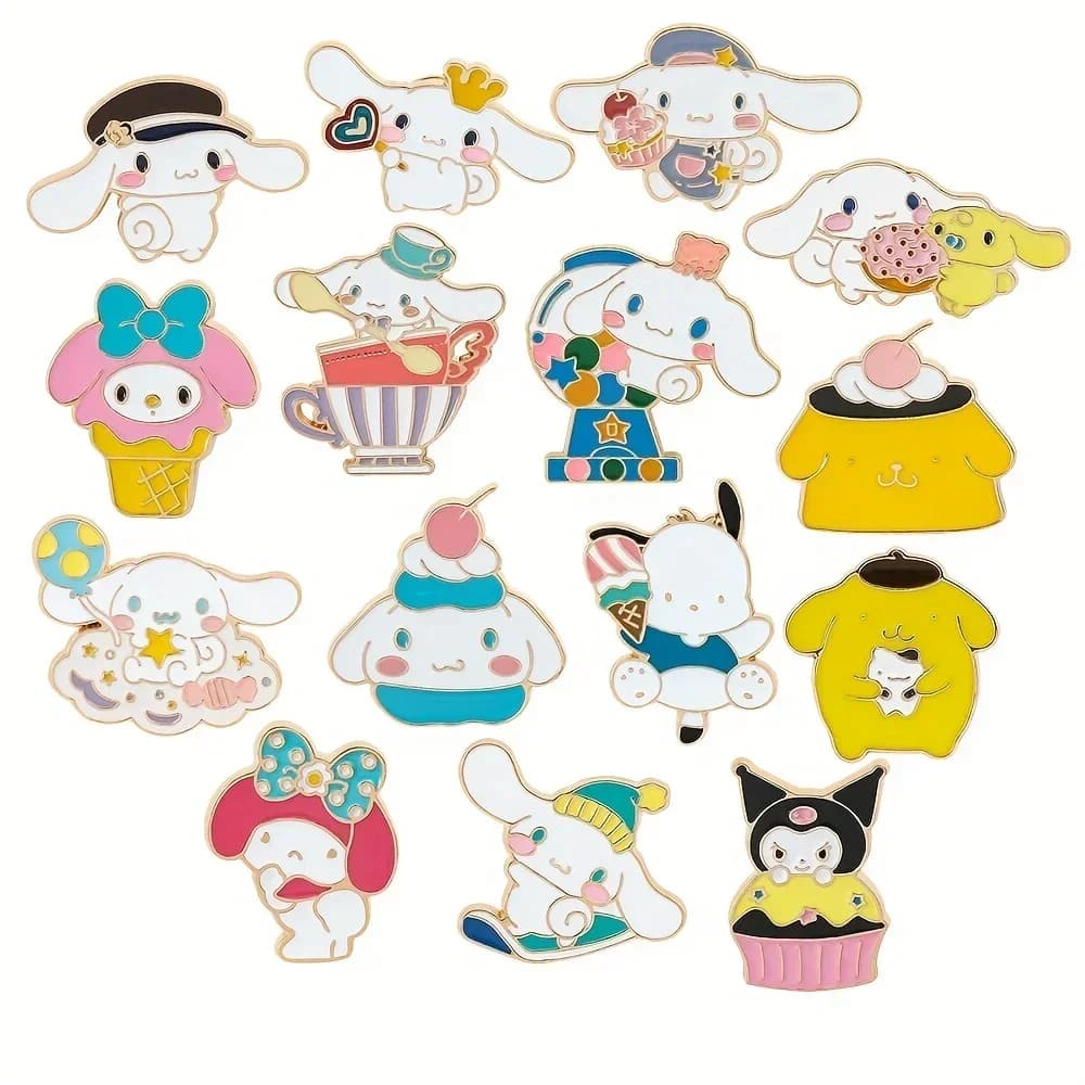 15 Pezzi Spilla Creativa Carina a Forma di Cartone Animato, PomPomPurin Cinnamon, Pin Smaltato per Zaino, Abbigliamento, Gioielli, Badge in Metallo, Accessori Regalo