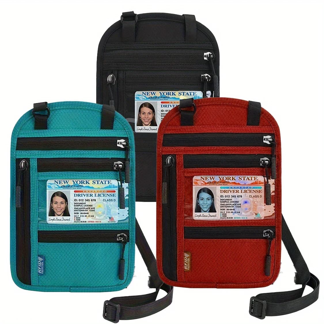 Porta passaporto da viaggio Tracolla regolabile Borsa a tracolla versatile Nylon resistente con borsa con fodera antifurto