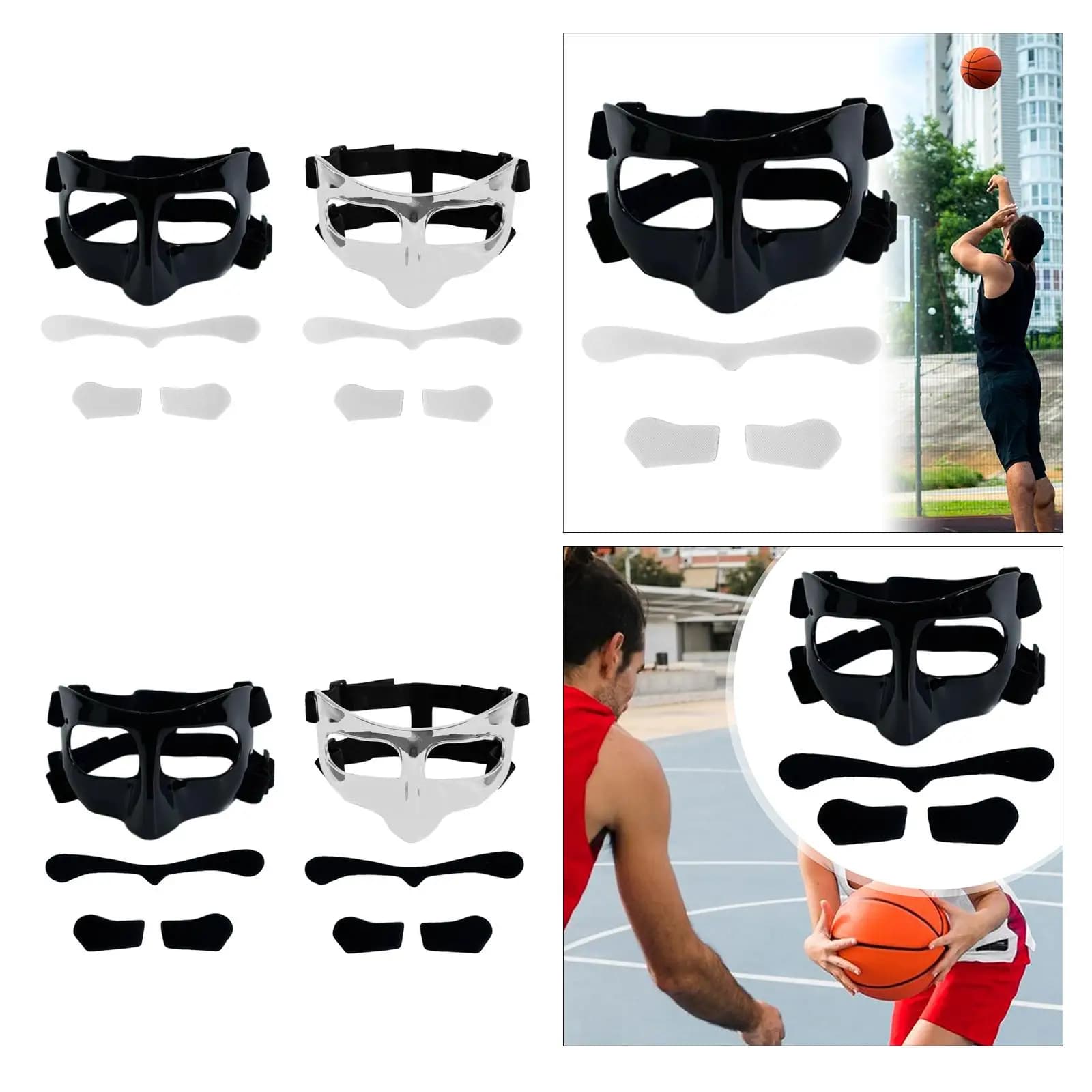 Basketball mask with adjustable strap, face and nose protection for football athletes, softball and sports exercises