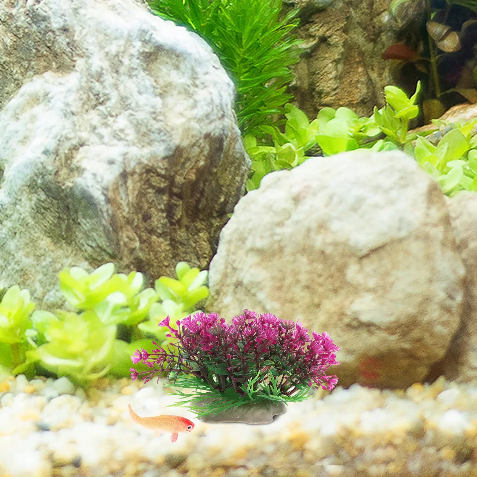 6 Pieces Artificial Plants Realistic for Aquarium, Plastic Decorations, Beech Fish Hide, Water Landscape Accessories