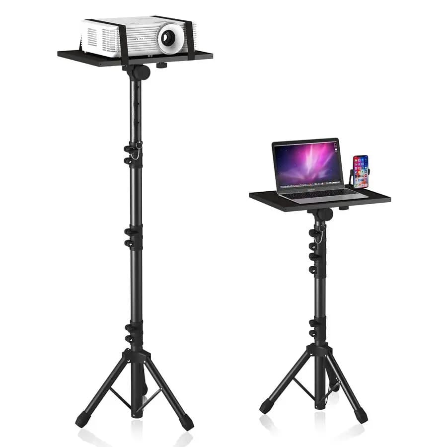 Supporto Treppiede Regolabile, Altezza Regolabile da 23,5 a 63,5 Pollici per Laptop con Supporto Flessibile per Telefono, da Pavimento per Ufficio, Casa, Palcoscenico, Studio