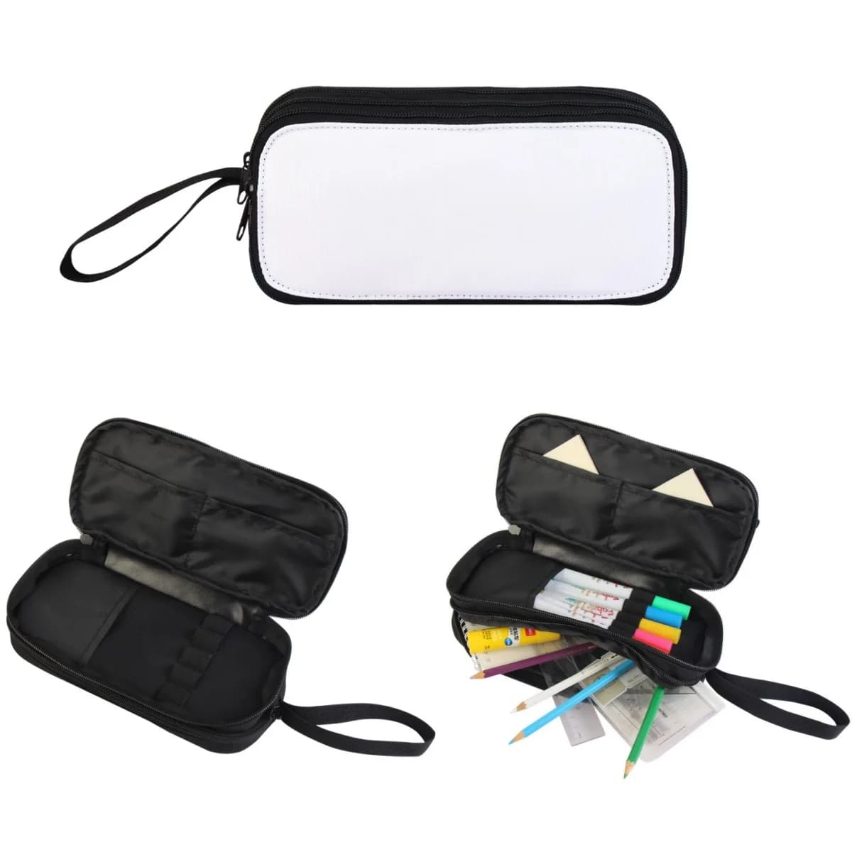Double-Layer Sublimation Blank Makeup Bag Wristband Cosmetic Pencil Case Large Capacity Student Pen Slot Heat Transfer Print
