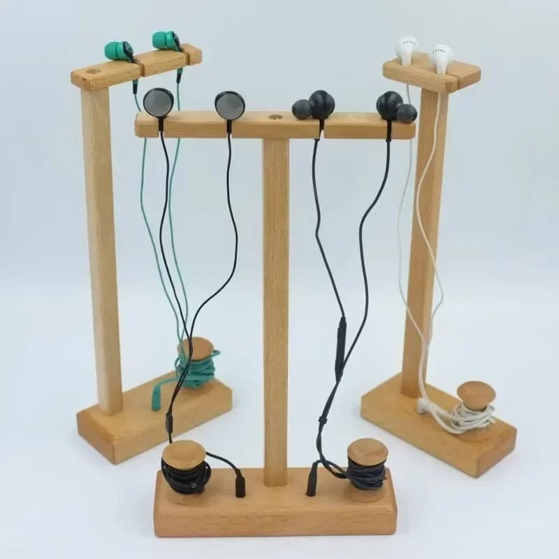 Supporto per auricolari cablato Supporto per auricolari singolo personalizzato Espositore per cuffie in metallo in legno massello Supporto per rack di stoccaggio per cuffie cablato Regalo