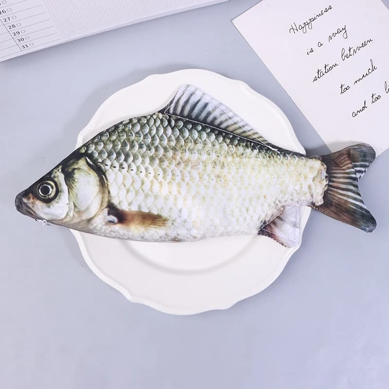/KQM/Realistic Fish Shape Make-up Pouch Pen Pencil Case Crucian Carp Pen Bag With Zipper Back To School Pencil Pouch Pencil Bag