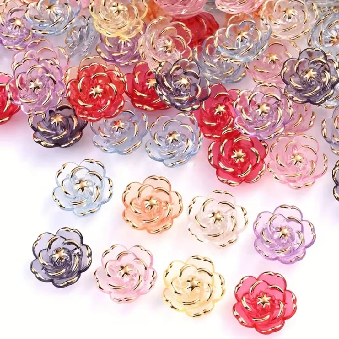 19/15.5mm Transparent colors, roses, acrylic, DIY jewelry, pendants, decorations, clothing beads. holiday gift