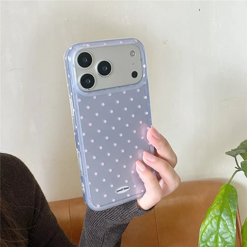 Korean Ins Minimalist Cute Cartoon Small polka Dot Phone Case for iPhone 16 15 14 17 Pro Max Shockproof Wave point Silico Cover