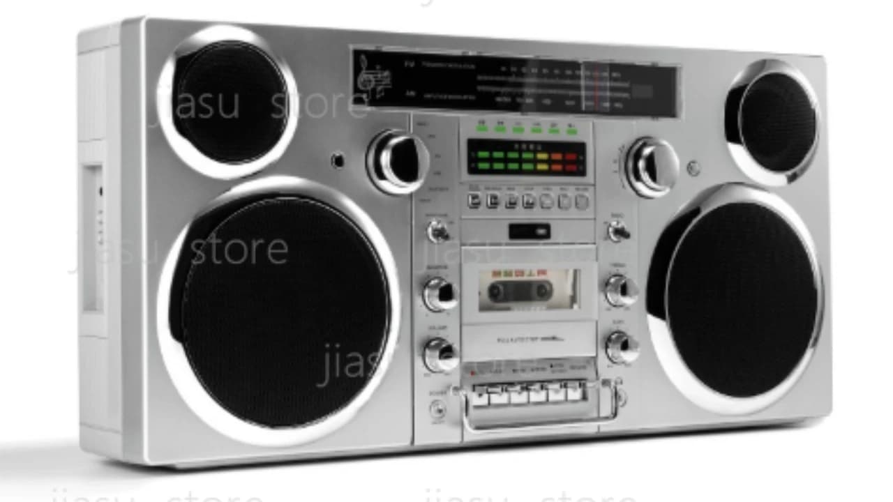 Brooklyn Wireless Bluetooth Speaker - Silver 1980S-Style Portable Boombox - CD Player, Cassette Player, FM Radio, USB