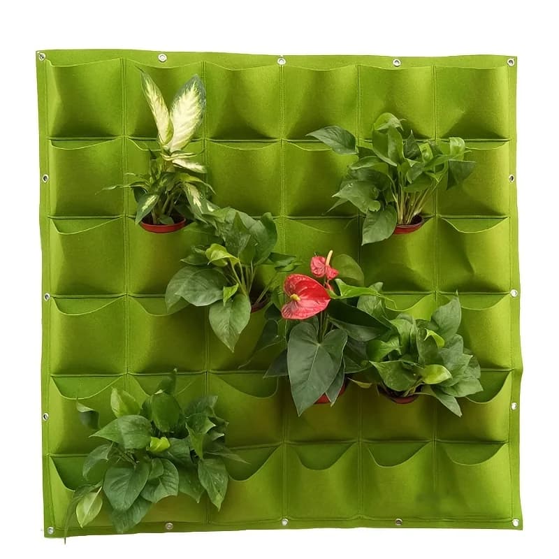 Cultivation Bags in Felt 12-72 Pockets, Vegetable Growing Bags, Fruits and Flowers, Vertical Bags Suspended for Plants, Domestic Garden Tools, Seed Vase