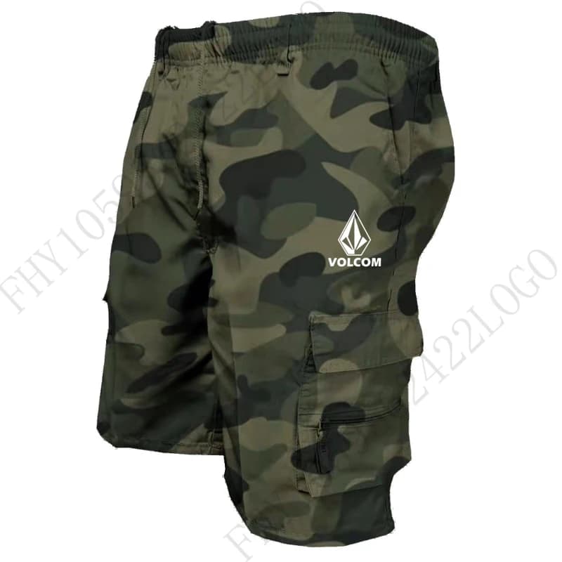 Pantaloncini Tattici da Lavoro Estivi 2026 da Uomo, Nuovi, con Elastico in Vita, Coulisse, Tasche, Tinta Unita, Camouflage, Comodi in Tessuto