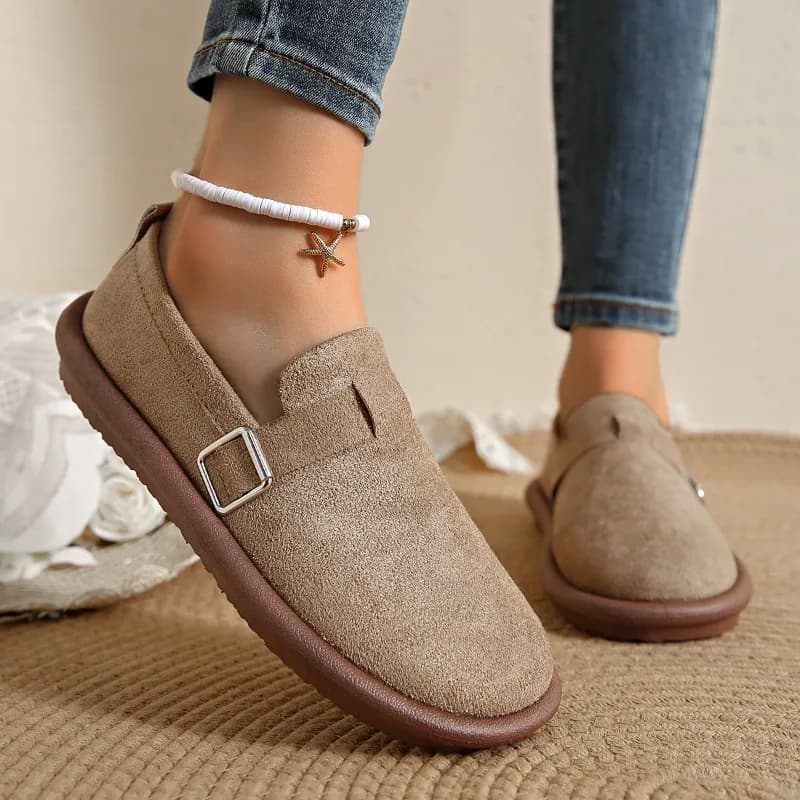 2025 New Bottom Thick Moccasins Back Spring and Autumn Women's Flat Non-slip with Gonna Soft Sole Shoes Single da Dönusen Оь