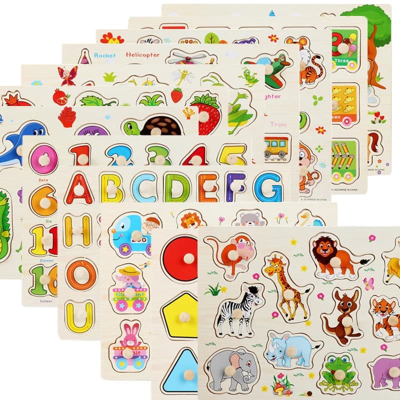 Baby Hand-Hold Puzzle Board – Montessori Wooden Shape Matching Toy for Toddlers, Early Cognitive & Motor Skills Development