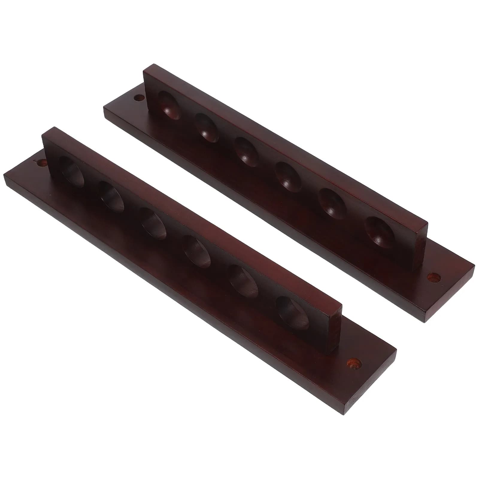 Portastecche da Biliardo a Parete in Legno Massello a 6 Scomparti, Supporto a T per Stecche da Pool, Elegante Porta Stecche da Biliardo da Parete per Casa e Club