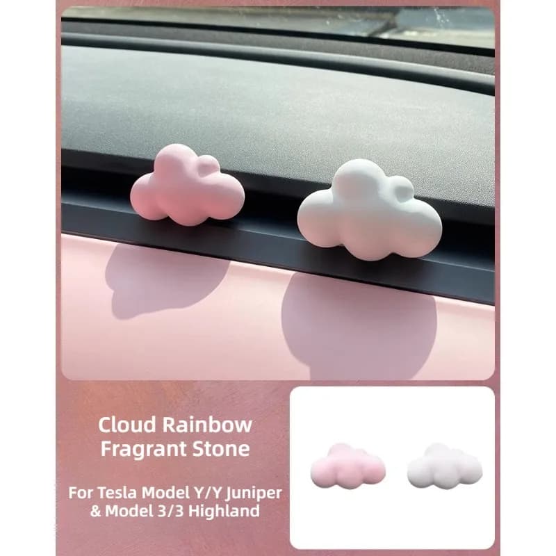 For Tesla Model 3 Y Juniper Cute Cloud Car Deodorant - Diffuser of Gesso Flavored Clips Reusable Creative Car Decoration Gift
