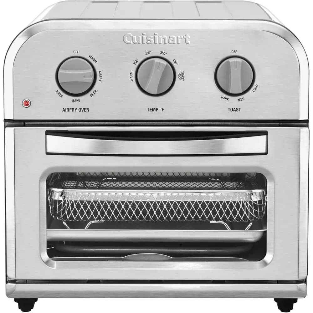 Forno Tostapane Multifunzione 6-in-1 in Acciaio Inossidabile con Temperatura Regolabile, Griglia, Teglia e Cestello per Frittura ad Aria