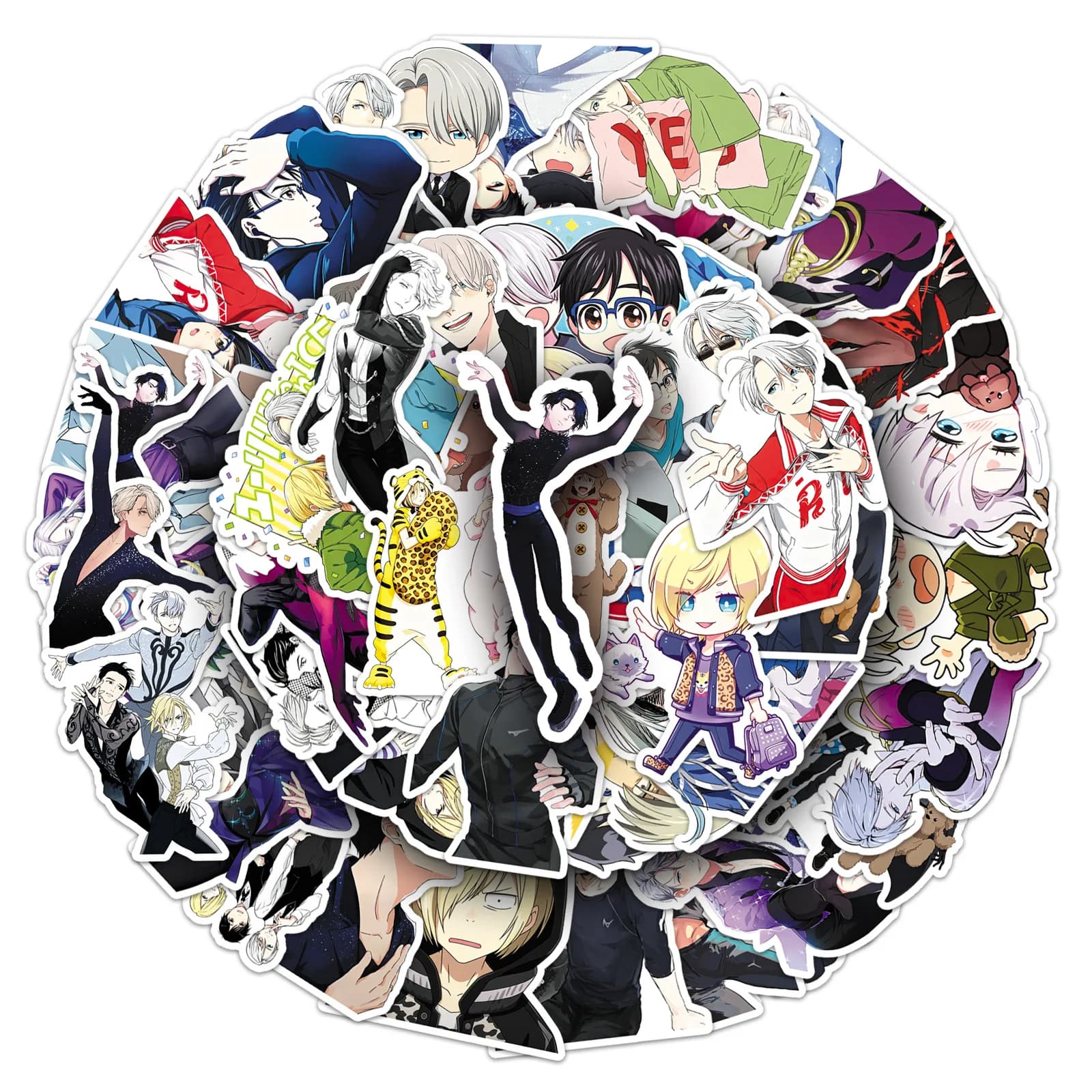 50pcs Yuri on Ice Japanese Figure Skating Animation Graffiti Cross-border Milk Tea Cup Notebook Phone Case Sticker