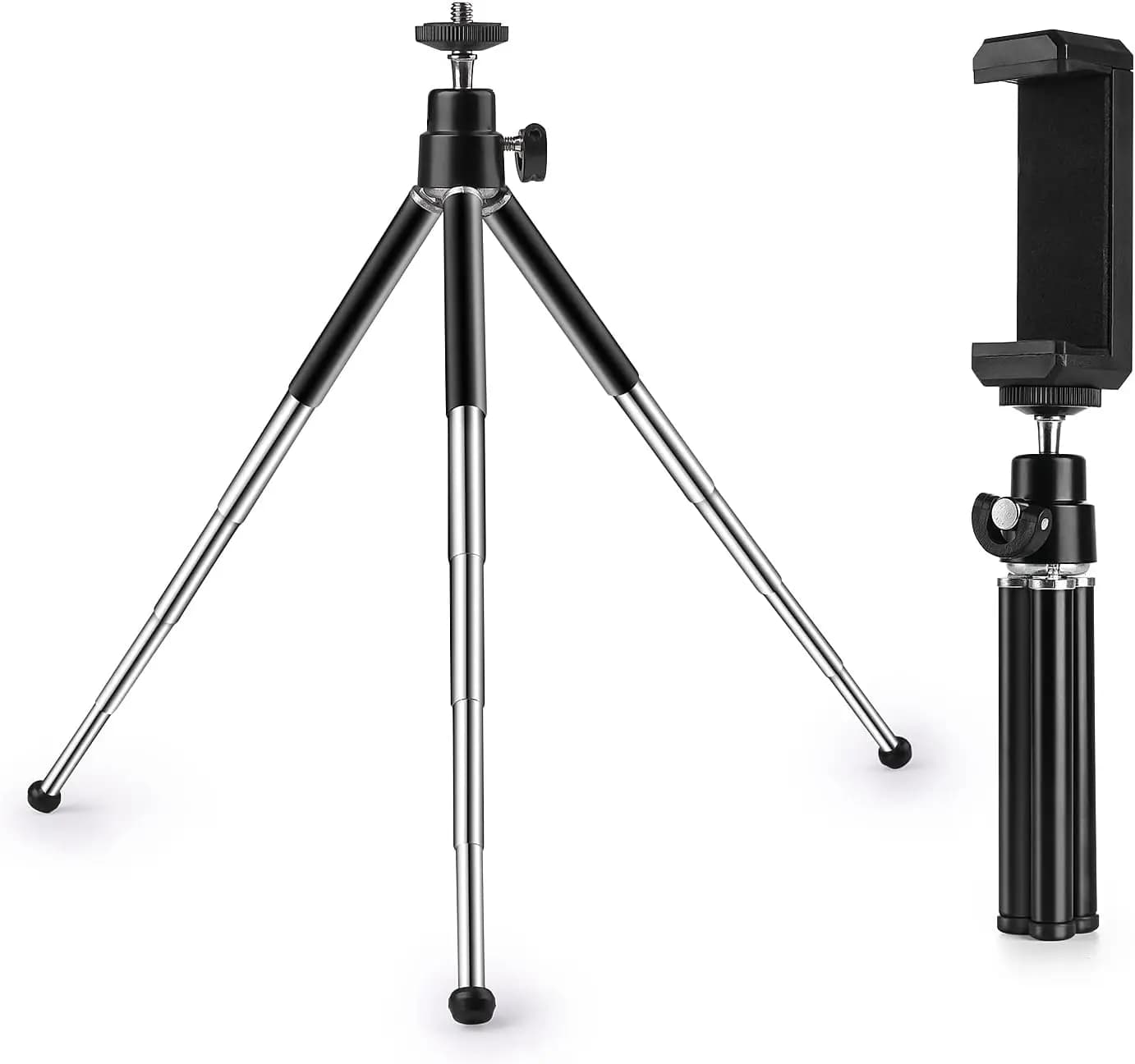 Mini treppiede per webcam e telefono, supporto estensibile in metallo da 4-9 pollici con supporto, treppiede da tavolo