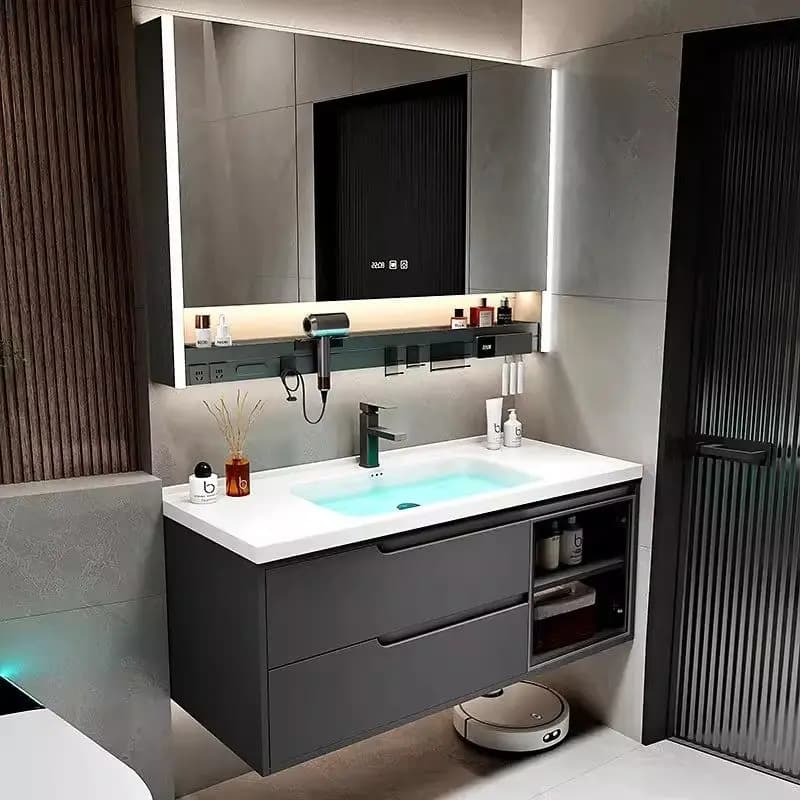 Mobili bagno aperti con ripiani stretti, armadietti per WC e lavabo, contenitori in legno Badkabinett MH40YSG