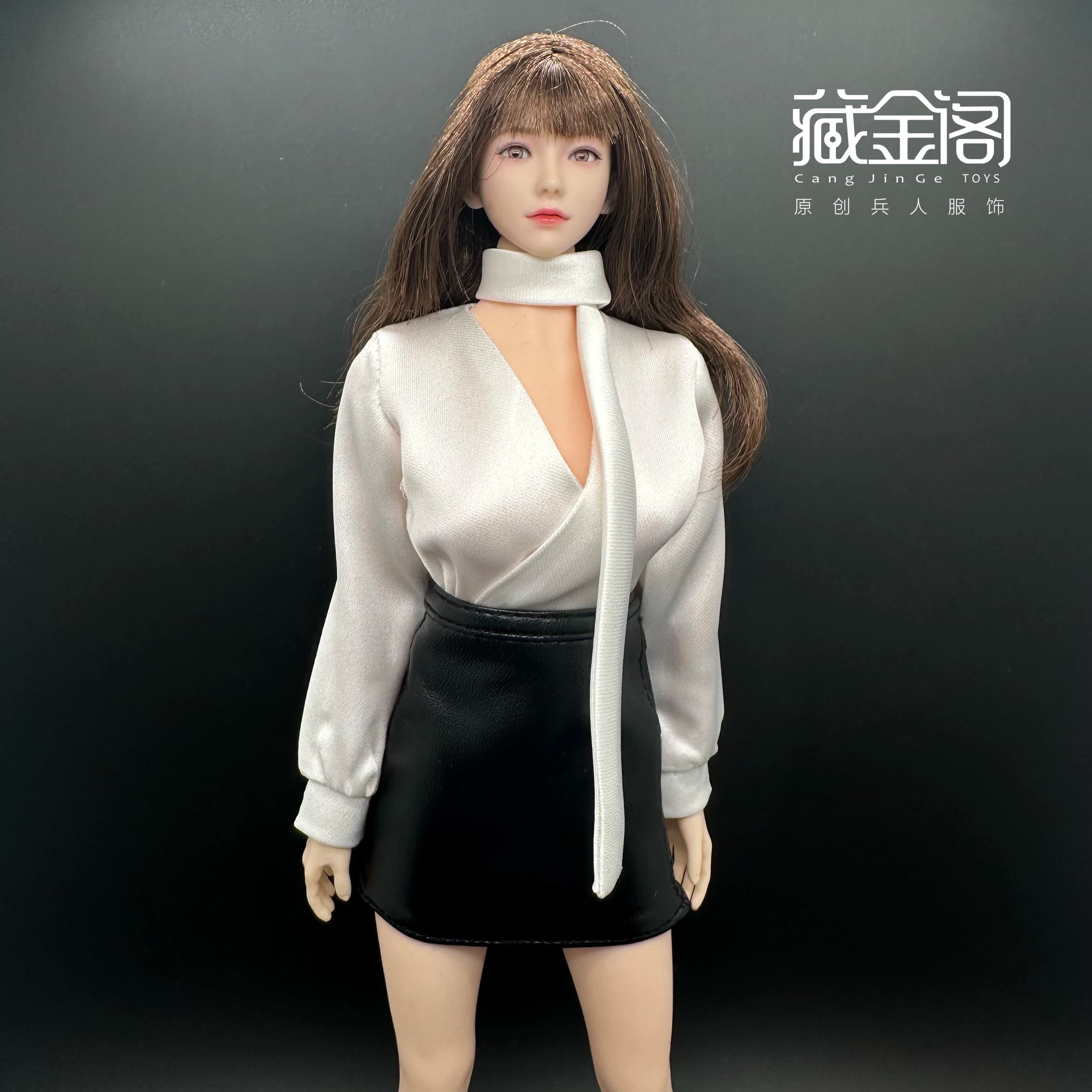 【Senza figura】 Accessorio gonna nera superiore in raso lucido alla moda soldato femminile in scala 1/6 per modello di action figure da 12 pollici