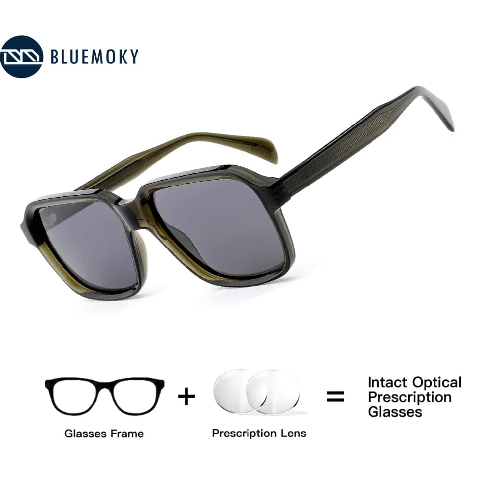 BLUEMOKY Retro Hexagon Polarized Prescription Sunglasses For Unisex Trend Uv400 Protection Progressive Corrective Sun Glasses