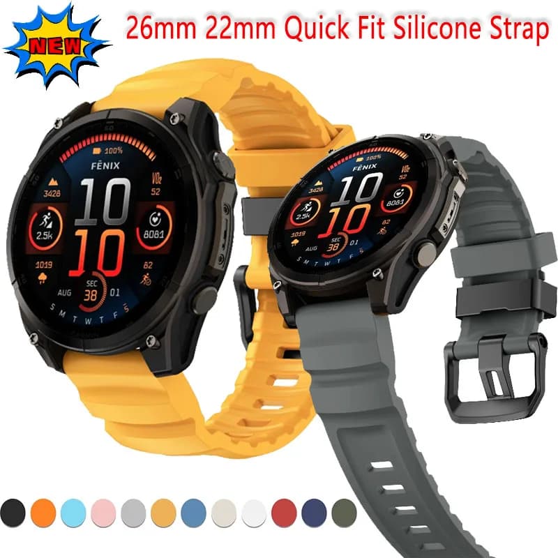 Cinturino in silicone Quick Fit 26mm 22mm per Garmin Quatix 8/Tactix8/ Fenix 8 51mm 47mm/7X Pro/Bracciale Forerunner 970/965 Accessori