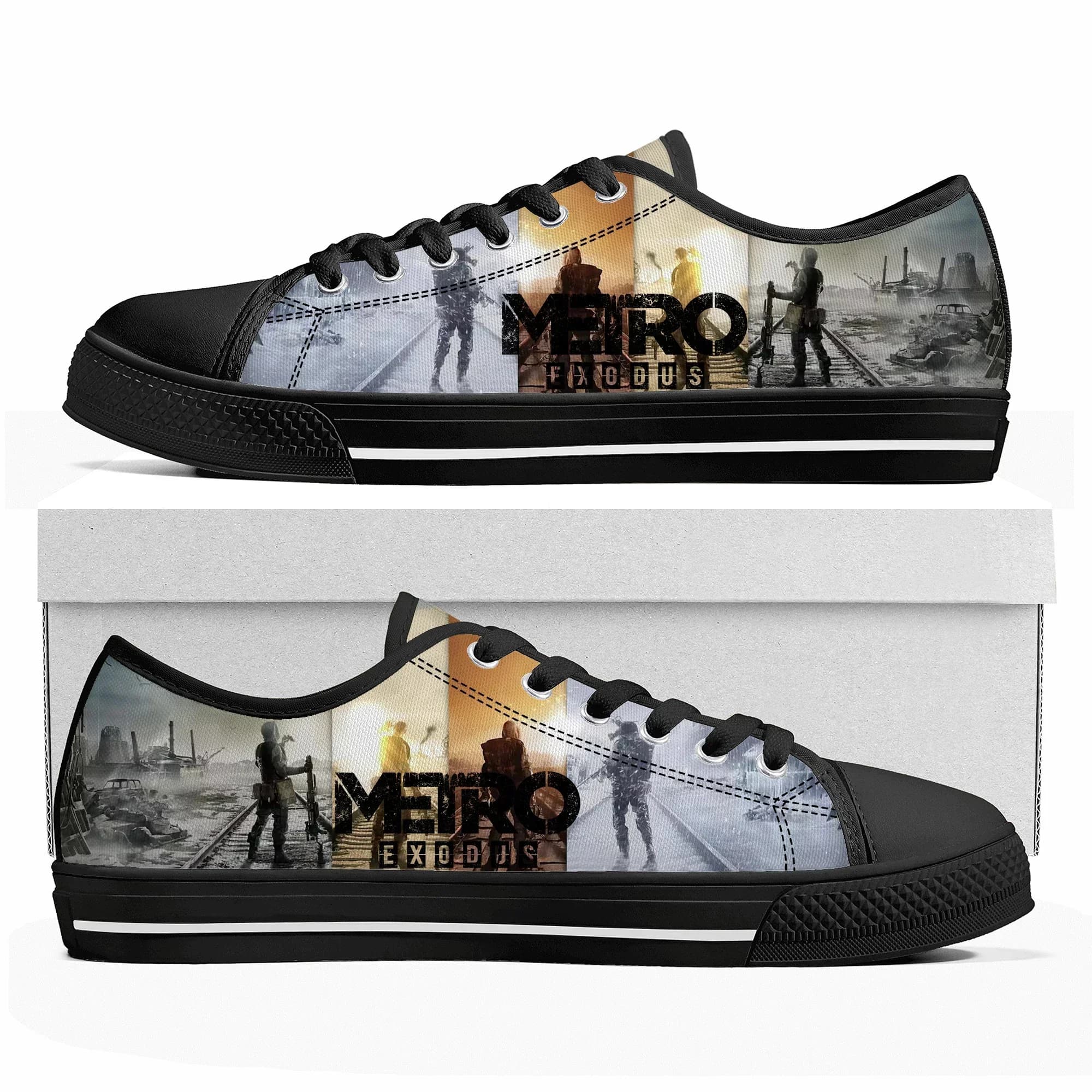 Metro Exodus Custom Low Top Sneakers Hot Cartoon Game Womens Mens Teenager Shoes Casual Tailor Made Canvas Sneaker