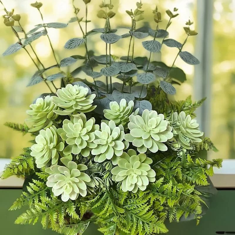 Decorazioni per la casa Piante grasse artificiali Flora Pianta in vaso Erba vegetativa per simulare fette spesse di lama