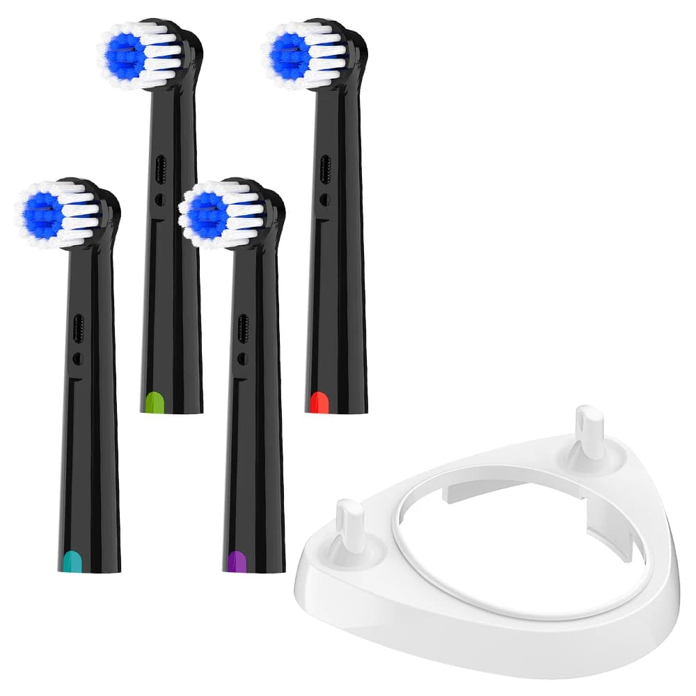 4x Sensitive Care Replacement Heads and Support for Heads, Compatible with Oral B Electric Brush for 1000 9000