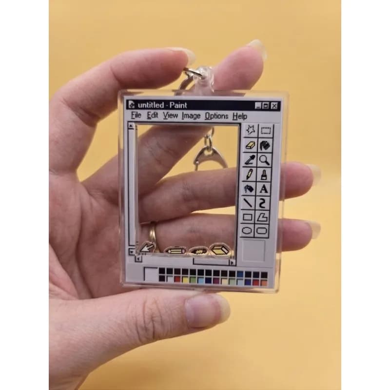 Funny Windows Paint Acrylic Shaker Keychain Retro Pixel Art Rattle Key Chain Nostalgic Software Pendant Cute Bag Charm Gift fans