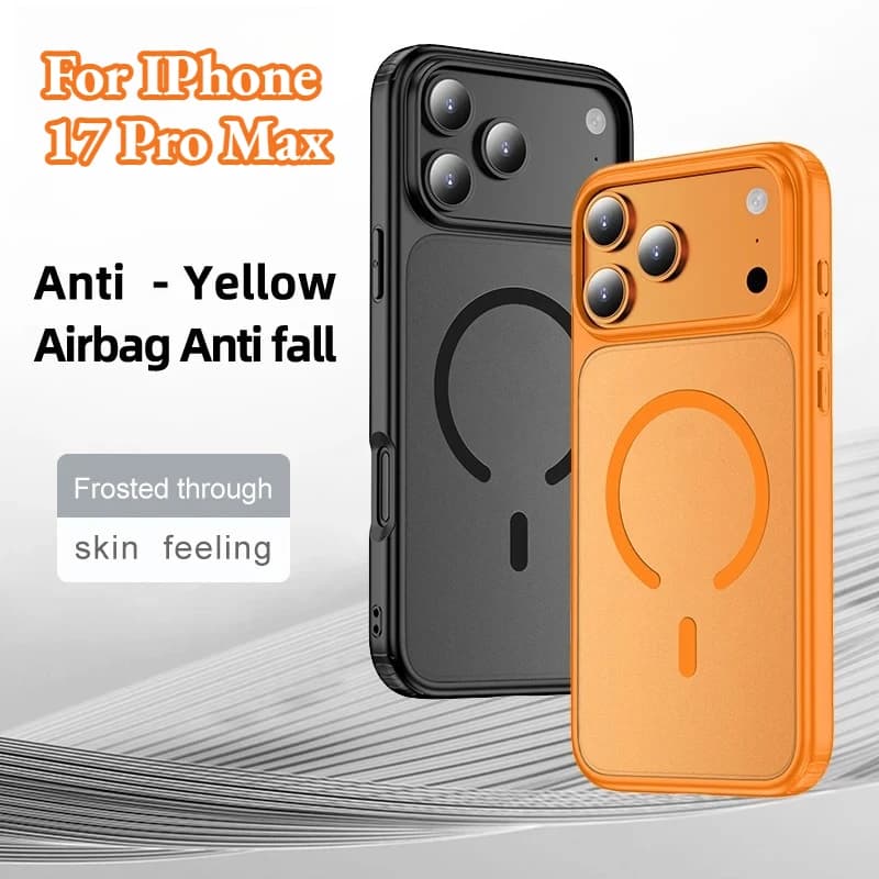 Custodia per telefono antiurto satinata con ricarica magnetica premium per IPhone 17 Air 16 15 14 Plus Pro Max Custodia per armatura robusta con sensazione di pelle