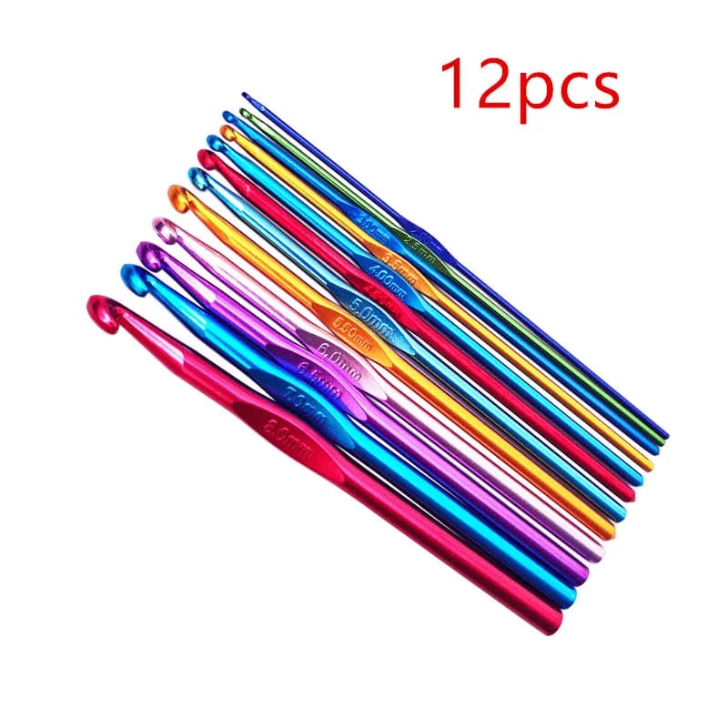 12 pezzi 2-10mm alluminio uncinetto ferri da maglia aghi da cucire per artigianato a mano borsa gancio in metallo tessuto uncinetto aghi accessori