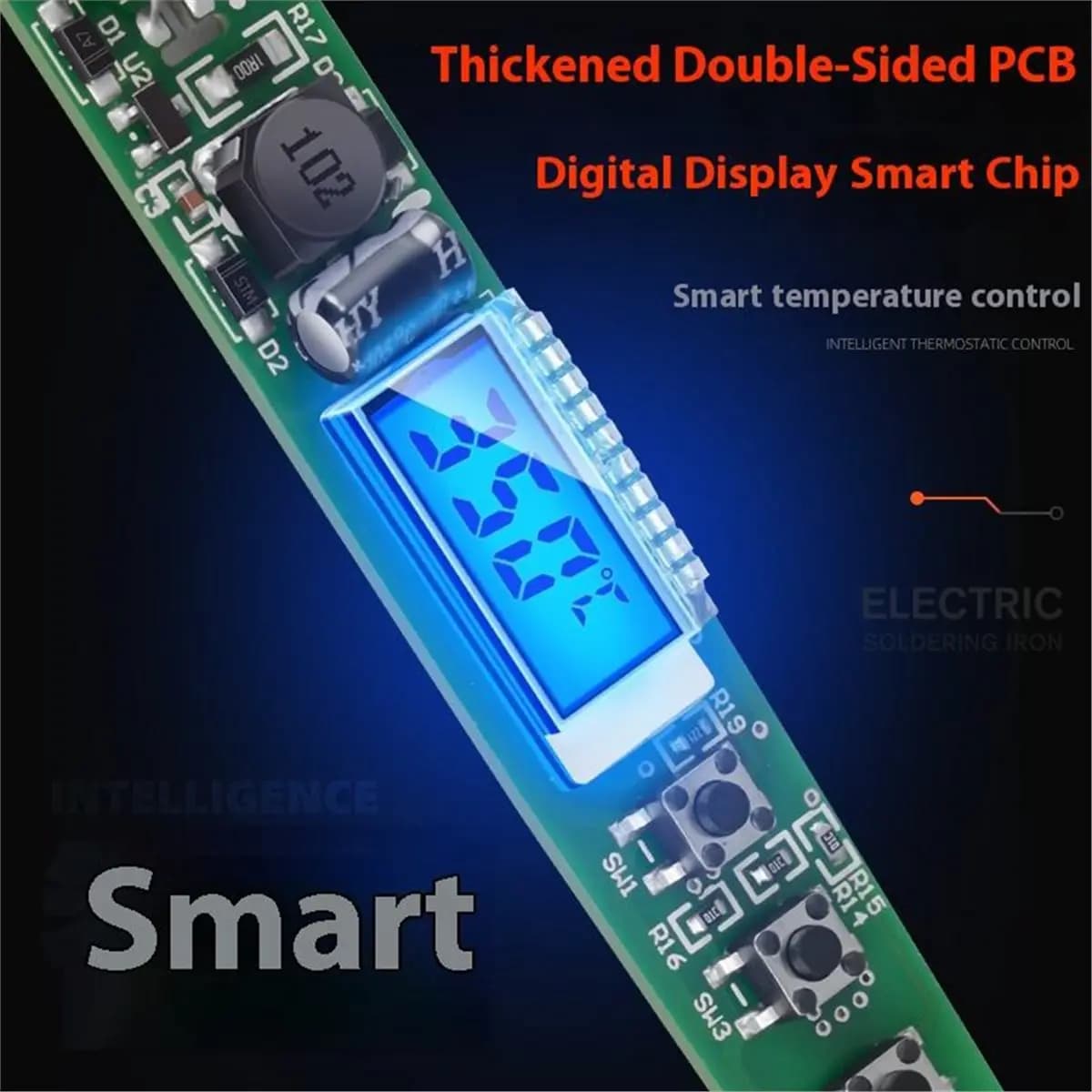 Kit Saldatore Elettrico ABJS 12V-24V con Display LCD Digitale, Controllo Interno della Temperatura, Set di Strumenti Professionali per Auto