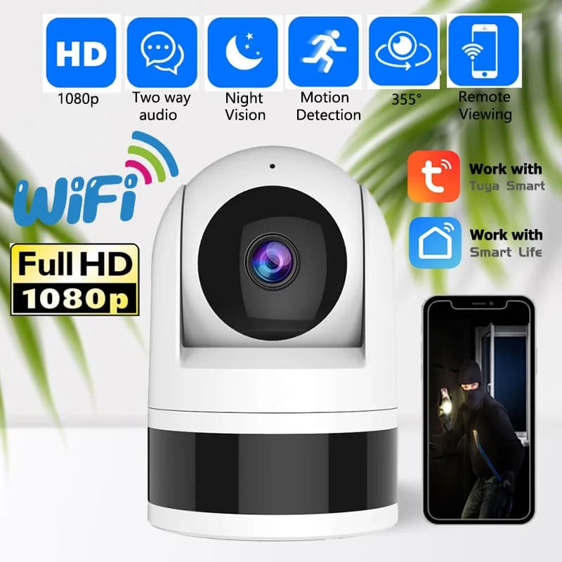 Telecamera WiFi Tuya da 2MP per interni 1080P HD Sorveglianza Monitoraggio automatico Audio bidirezionale Allarme di sicurezza domestica intelligente Rilevamento baby monitor