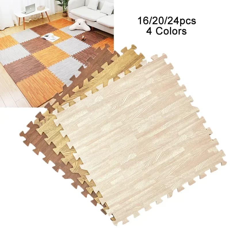 24/20 pz Grano di Legno Schiuma EVA Tappetino FAI DA TE Interbloccaggio Puzzle Piastrelle Giocattolo Per Bambini Playmat per Yoga Palestra Esercizio Parco Giochi protezione