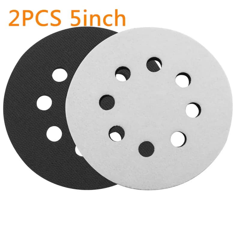 2 pieces 5 inches (125mm) 8-hole soft sponge interface pads for abrasive pads and Hook & Loop abrasive discs for polishing irregular surfaces