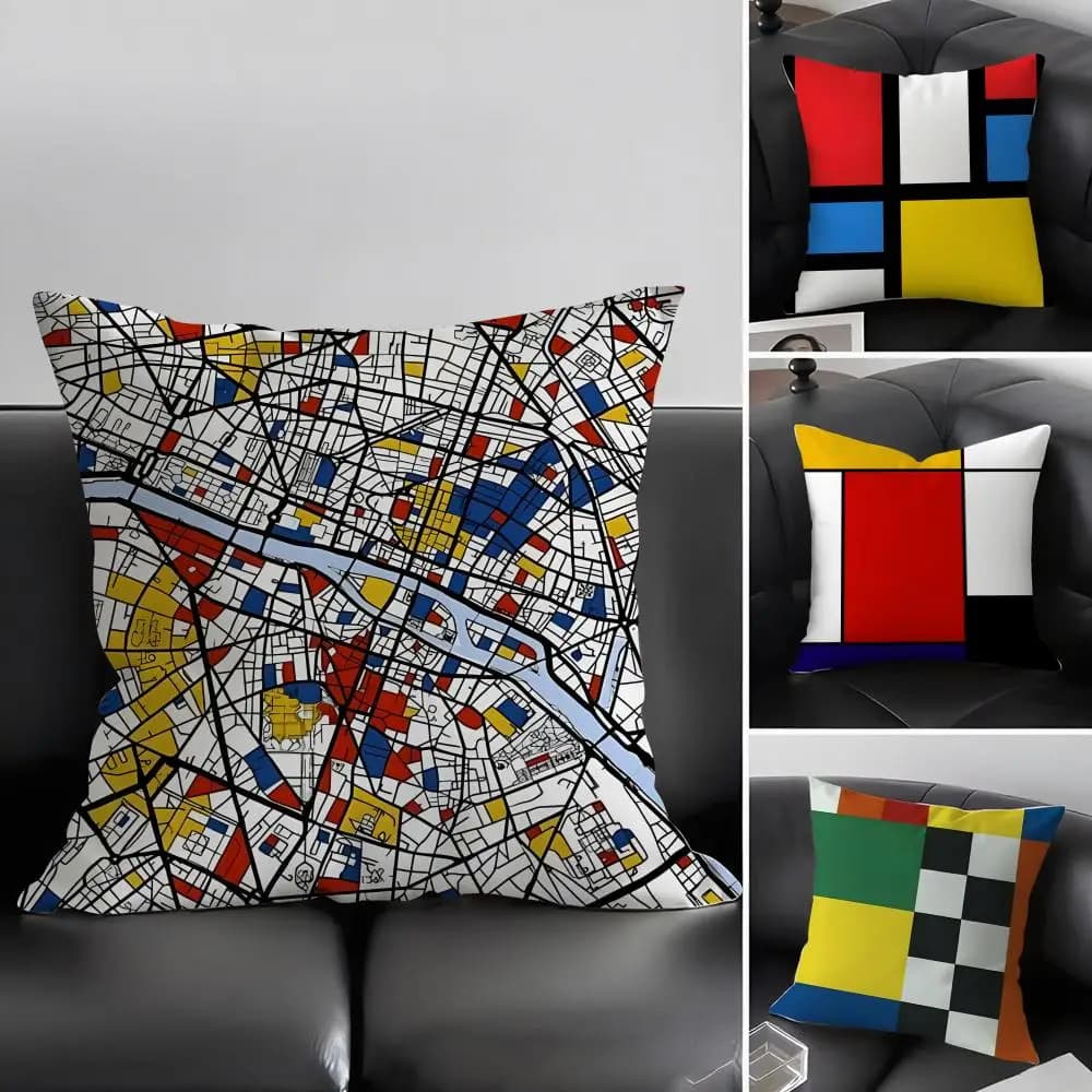 Piet Mondrian Fashion cushion cover, ultra soft and delicate fabric on the skin, similar comfort to clouds and hidden zipper