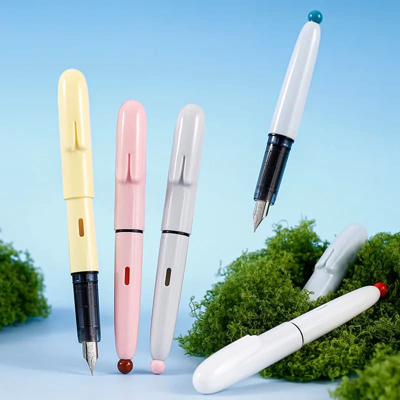 Lovely Rabbit Design Fountain Pen Portable Pocket Pen Macaron Color Platinum Pen Replaceable Ink Cartridge Girls Gift