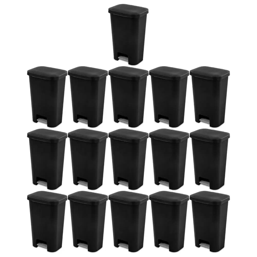Cestino per rifiuti da cucina Sterilite da 11,9 galloni, in plastica, per interni, con apertura larga e manico comodo, per casa, nero