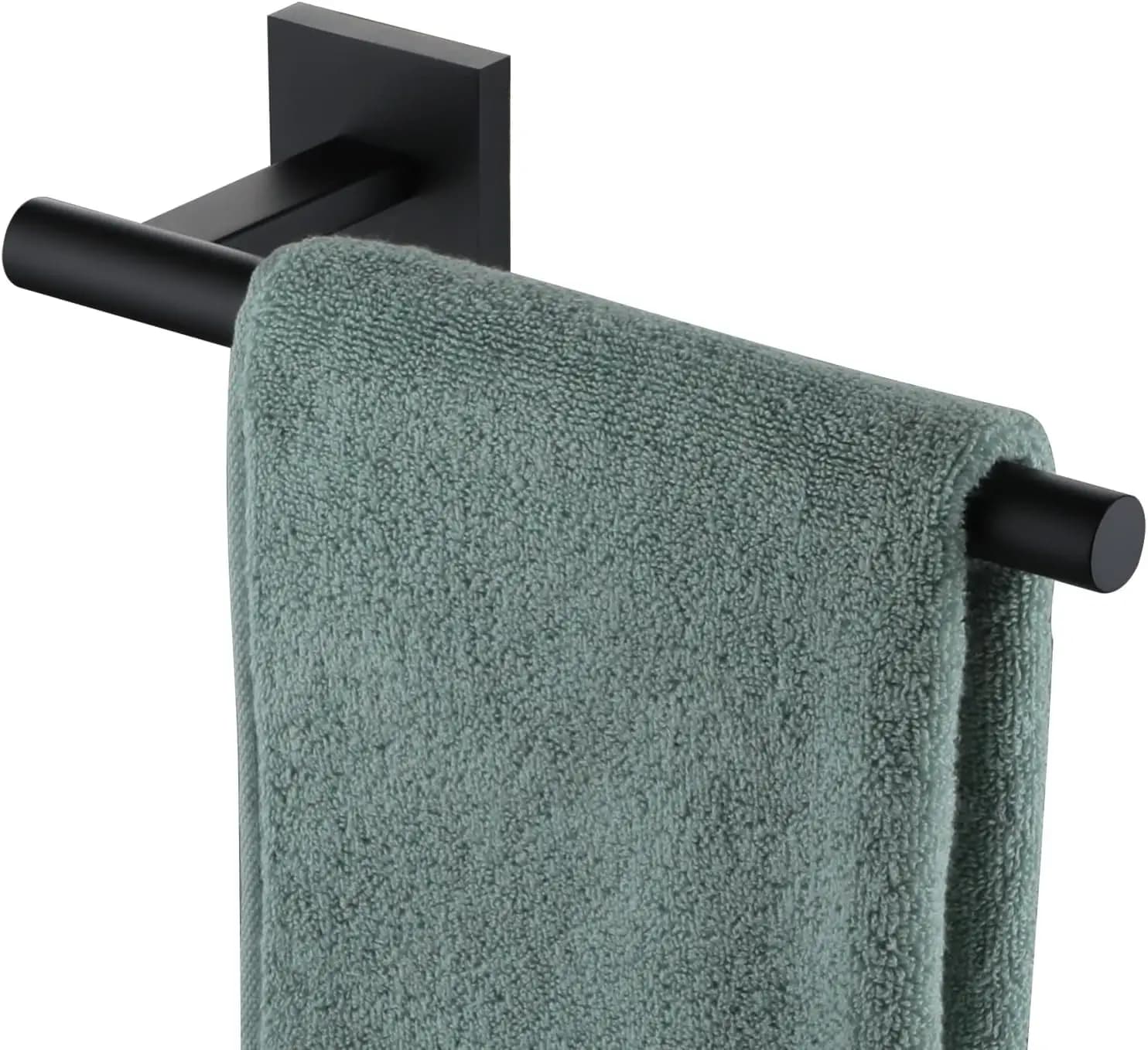 Portasciugamani in Acciaio Inox Nero Opaco, Montaggio a Parete per Bagno e Cucina, Portarotolo B3008BK