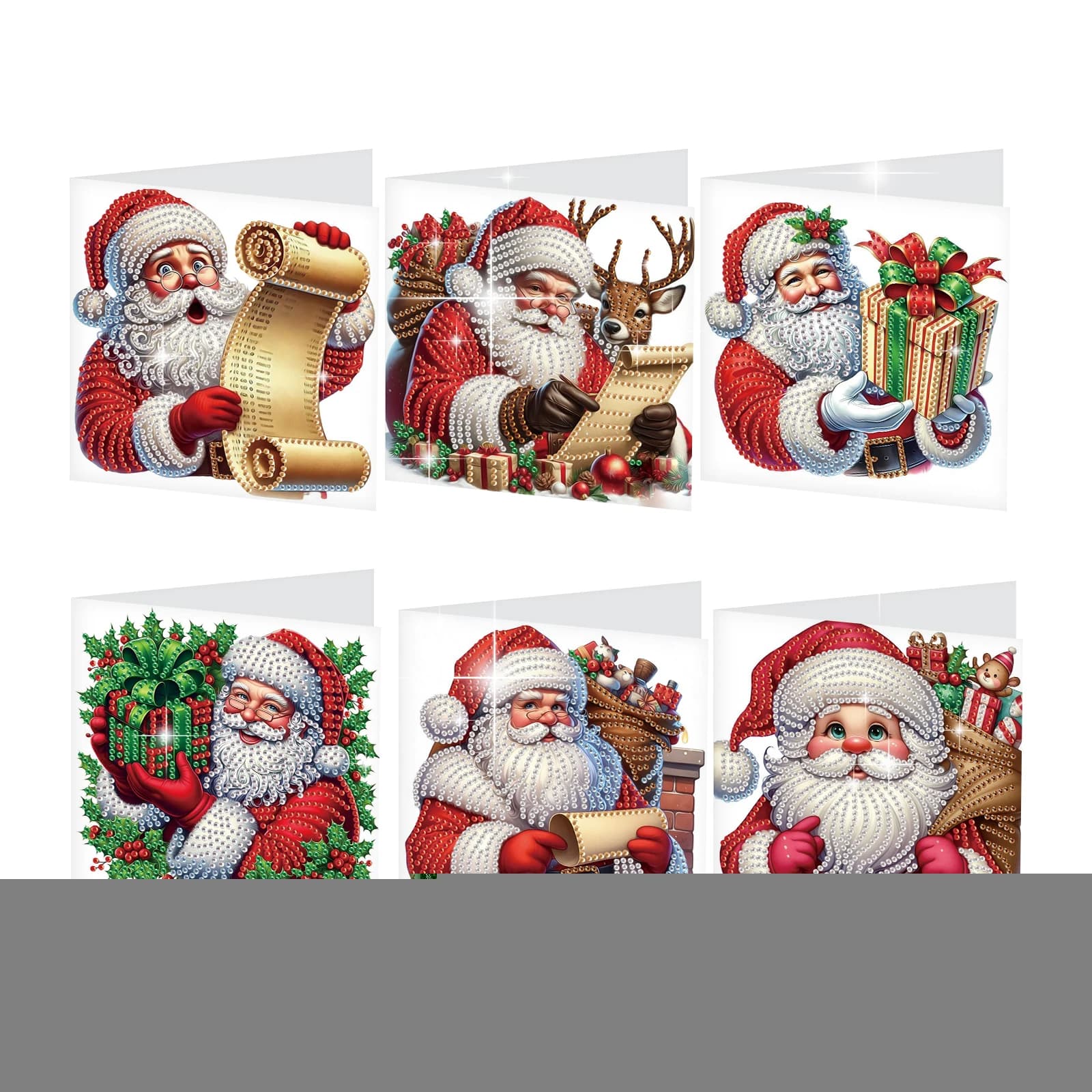 6 biglietti d'auguri con pittura artistica con diamanti con kit buste, carte di congratulazioni di arte con diamanti fai da te di Babbo Natale Regali fatti a mano d'arte