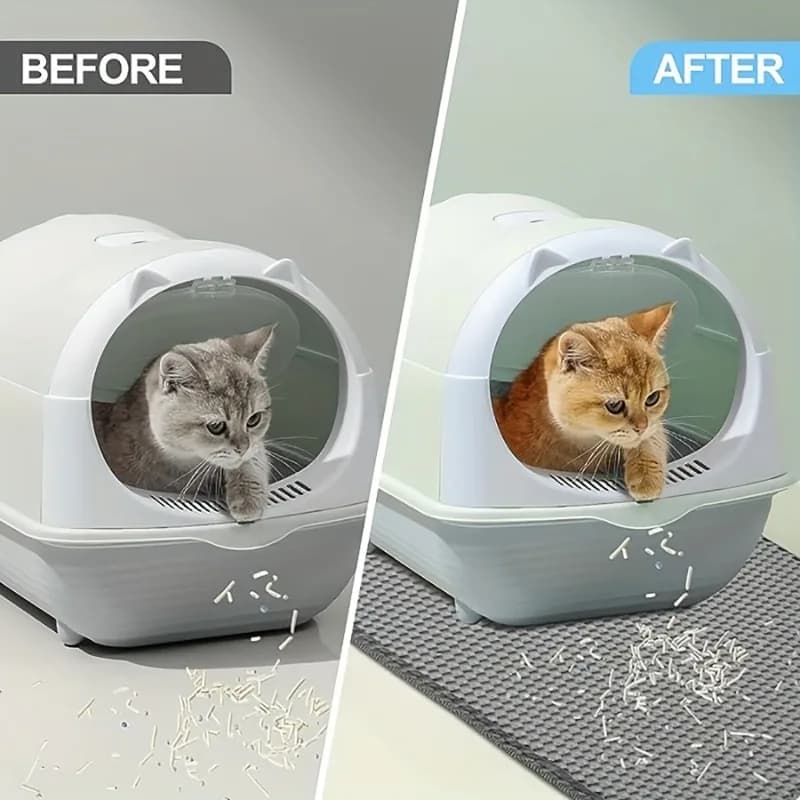 Honeycomb Grid Cat Litter Mat Double Layer Trapping Design Non-Slip Waterproof Base Litter Scatter Mat for Cat Owners Living Room Floors pets