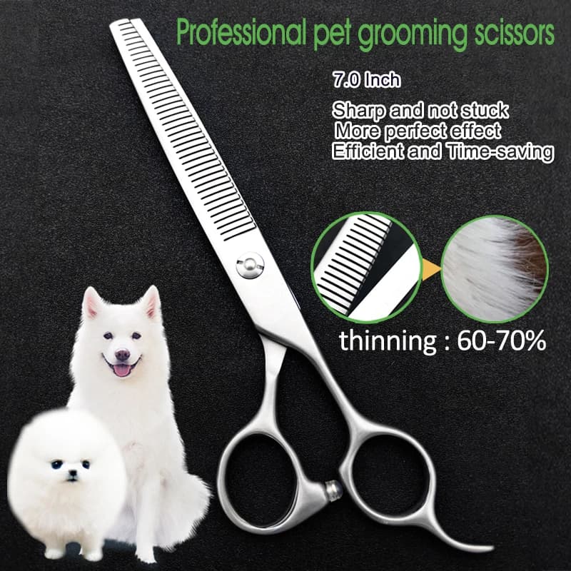 Forbici professionali per animali domestici, tosatrice a denti larghi, tosatrice per peli morbidi senza cicatrici, tosatrice per toelettatura e acconciatura cani, effetto sfoltimento 70%