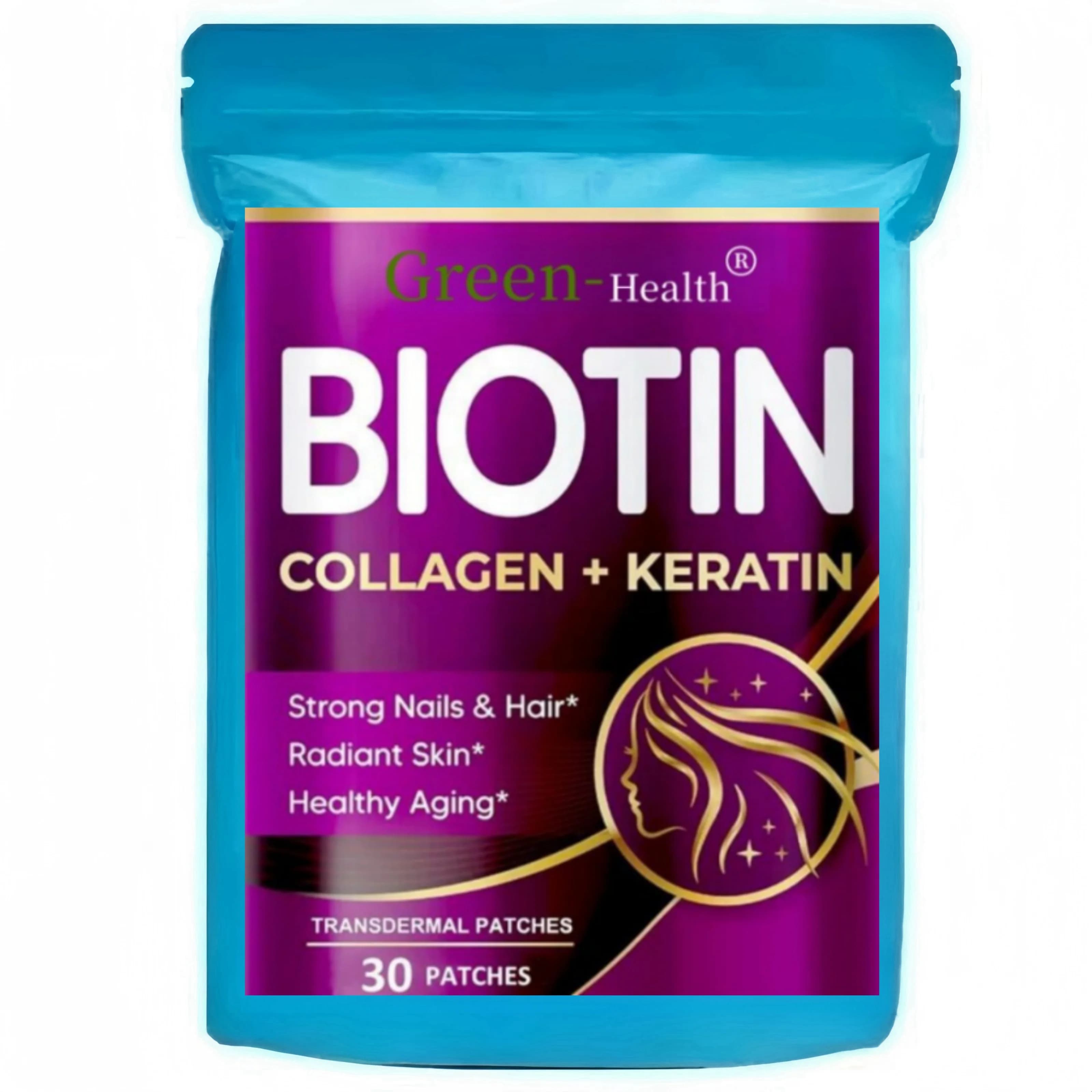 BIOTIN Cerotti Transdermici con Collagen Nails and Hair, Skin Radiosa, Ageing Sano -30 Cerotti Supply of One Month