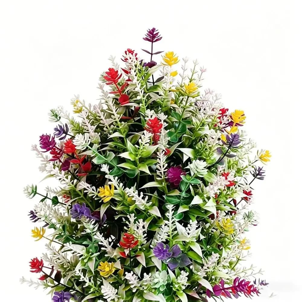 Plug-In Six-Color Camellia Plant Fake Low Maintenance Eucalyptus Topiary Stake Weather-Resistant Realistic