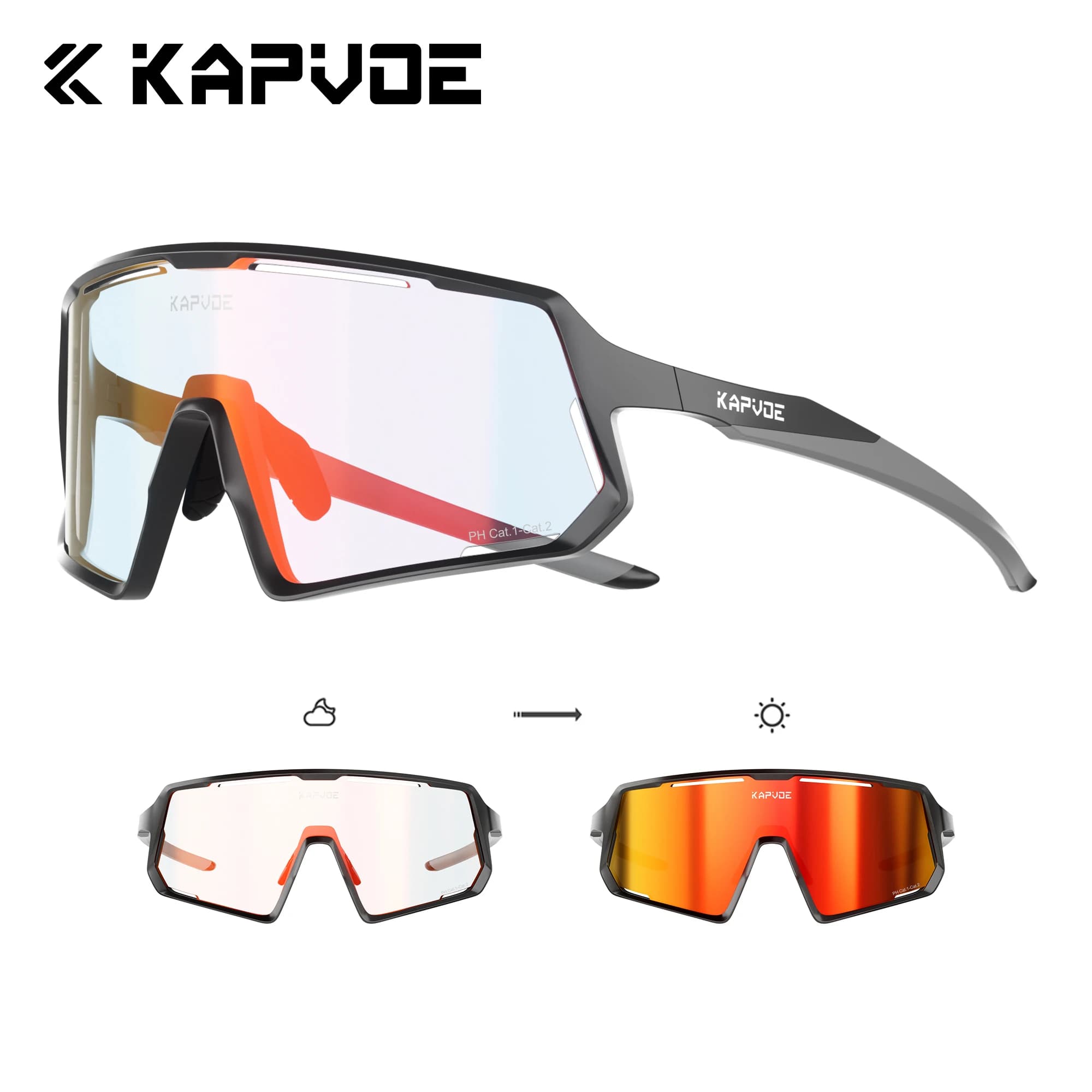 Occhiali da Sole Fotocromatici HD KAPVOE per Escursionismo, Sport all'Aperto, Corsa, Ciclismo e Guida, Eleganti Unisex