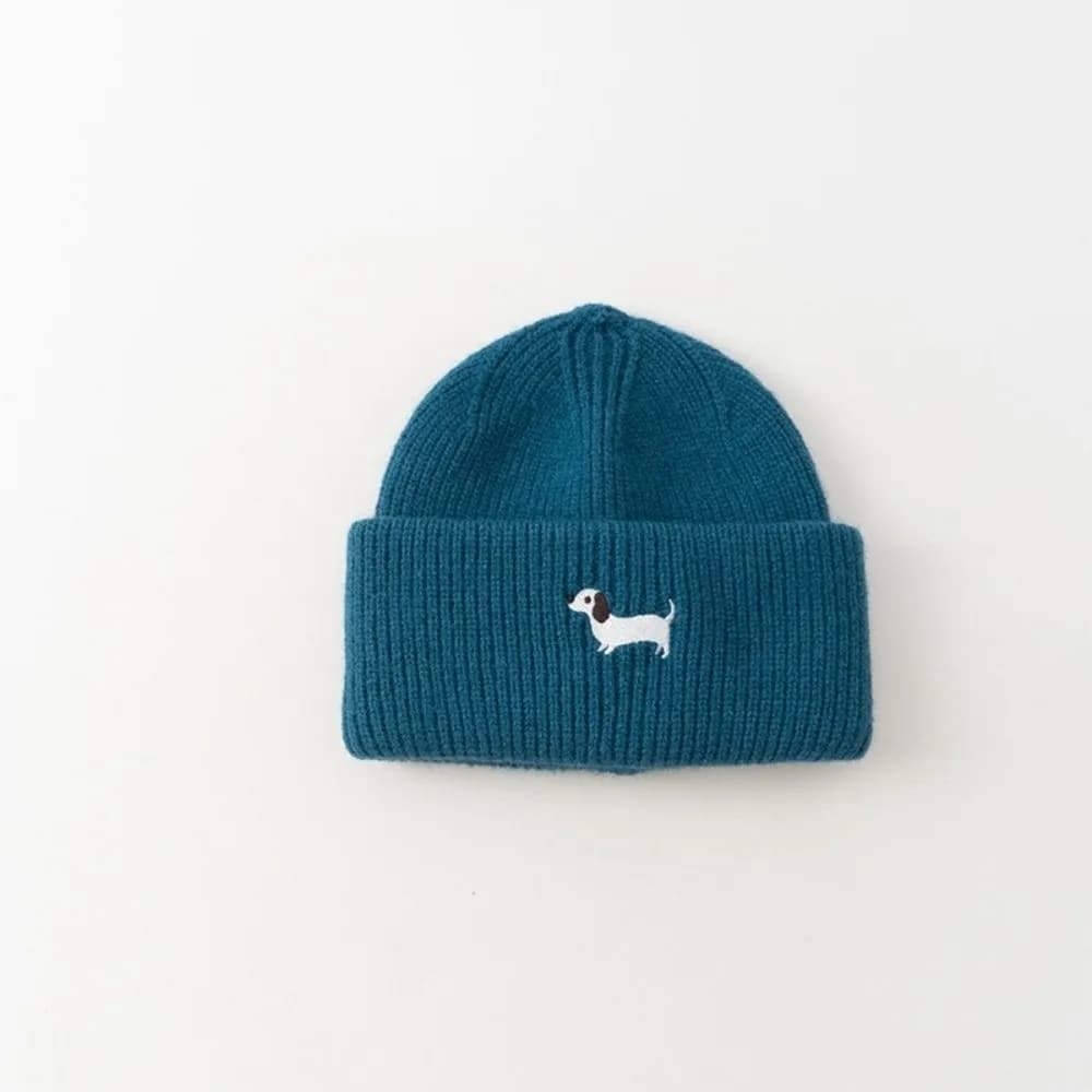 New Cartoon Puppy Baby Winter Hat Embroidered Thickened Warm Pullover Cap Knitted Solid Color Baby Cap Boys Girls