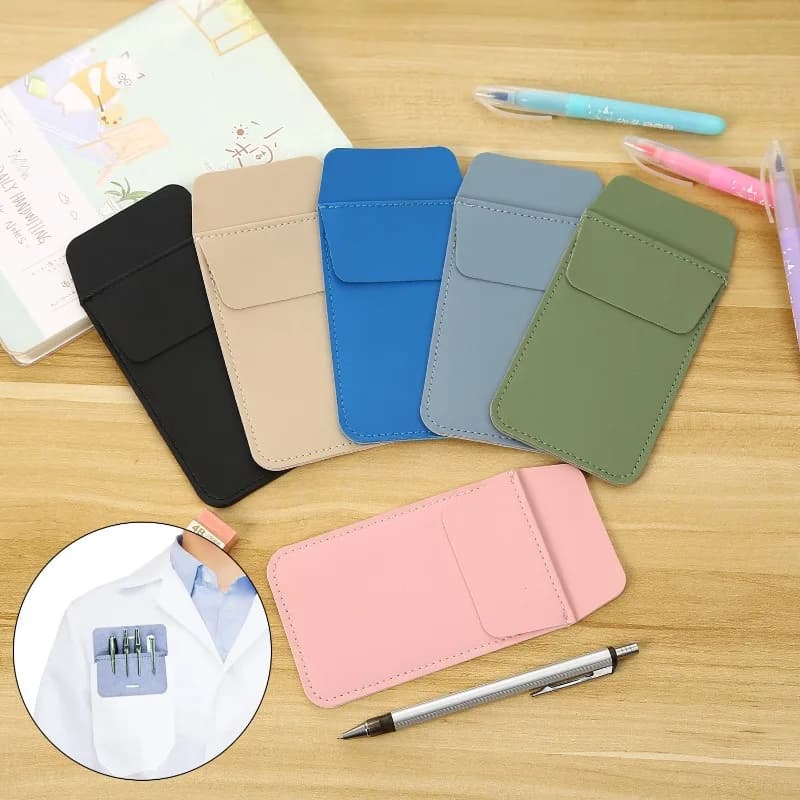 1 Pc Portable Leather Pen Pocket Multi-funcational Pen Sleeve Pen Holder Case for Office Women Men Doctor Nurse Artist Teacher
